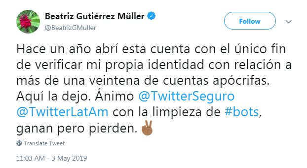 Beatriz Gutiérrez Müller deja Twitter 1 Beatriz Gutiérrez Müller deja Twitter