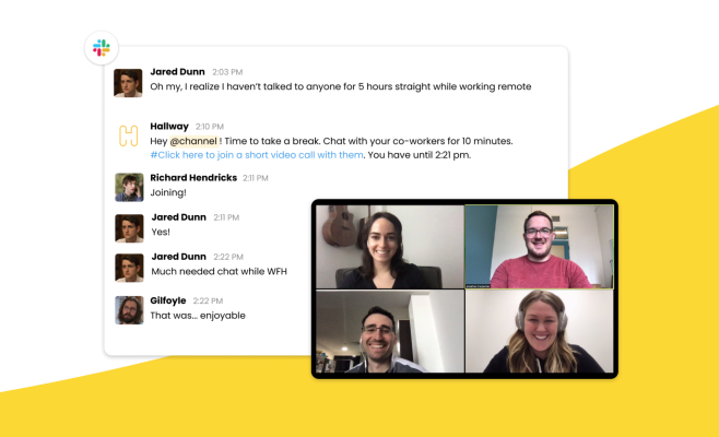 El pasillo crea una "sala de descanso virtual" para trabajadores remotos que usan chats de video programados 1 El pasillo crea una "sala de descanso virtual" para trabajadores remotos que usan chats de video programados