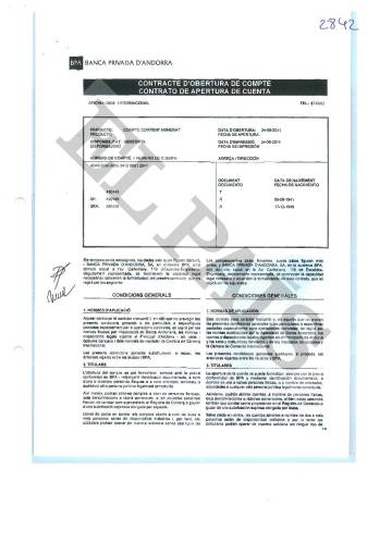 Los sobornos de Odebrecht en Angola: barcos y coches para comprar voluntades 2 Contrato de apertura de una cuenta cifrada en la BPA vinculada a los padres del exministro de Panamá Demetrio Papadimitriu.
