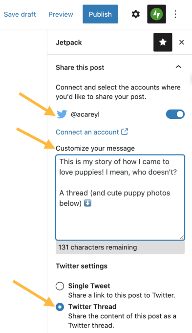 WordPress ahora puede convertir las publicaciones de blog en tweetstorms automáticamente 3 1602610091 525 WordPress ahora puede convertir las publicaciones de blog en tweetstorms