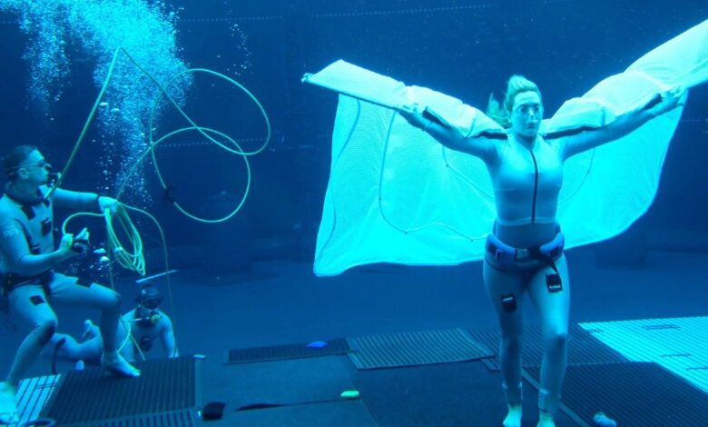 Foto de la película Avatar 2 muestra a Kate Winslet filmando bajo el agua 1 Foto de la película Avatar 2 muestra a Kate Winslet filmando bajo el agua