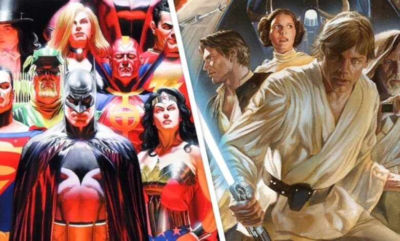 Arte promocional de crossover sin usar de DC y Star Wars mostrado por Alex Ross 1 Arte promocional de crossover sin usar de DC y Star