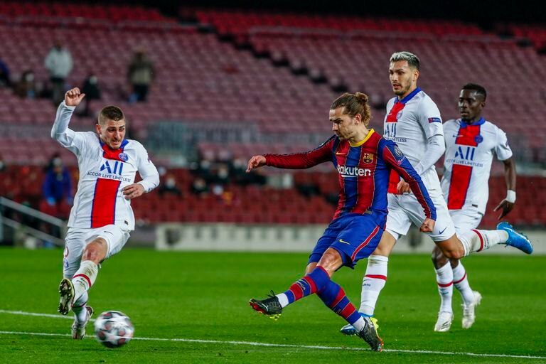 La hora de Griezmann 2 Griezmann dispara a la puerta del PSG en el último duelo europeo.