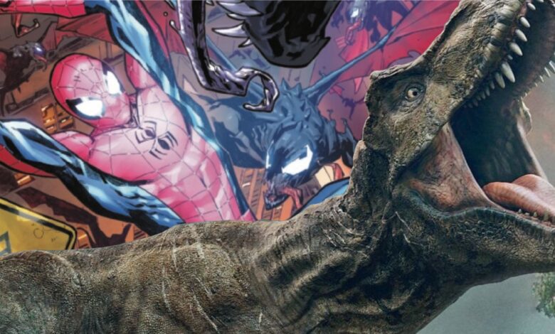 Spider-Man da rienda suelta a los dinosaurios en King en Black's Battle 1 Spider-Man da rienda suelta a los dinosaurios en King en Black's Battle