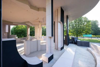 Detalle del interior del Serpentine Pavilion 2021, construido por Counterspace en Londres.