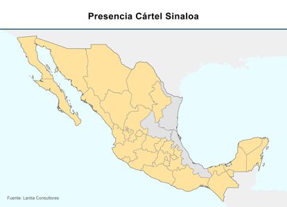Pueblos en llamas y matanza de civiles: la guerra del narco de la era López Obrador 9 Los Estados marcados en amarillo muestran el avance de los de Sinaloa.