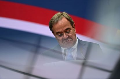 Armin Laschet interviene en una conferencia de prensa, este lunes en la sede de su partido en Berlín.