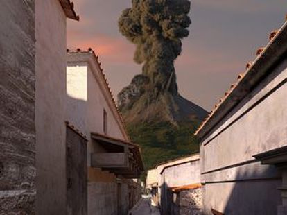 Los volcanes que cambiaron la historia de la humanidad: Krakatoa, Santorini, Eyjafjallajökull, Vesubio… 2 Reconstrucción digital de una calle de Pompeya durante la erupción