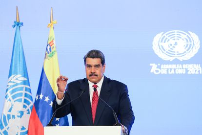 Nicolás Maduro mientras interviene virtualmente ante la Asamblea General de Naciones Unidas, desde Caracas (Venezuela).