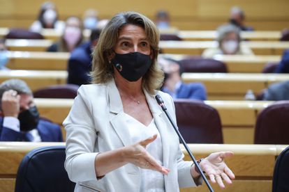 Medidas necesarias 2 La vicepresidenta tercera del Gobierno y ministra para la Transición Ecológica y el Reto Demográfico, Teresa Ribera, el martes durante la sesión de control al Gobierno en el Senado.