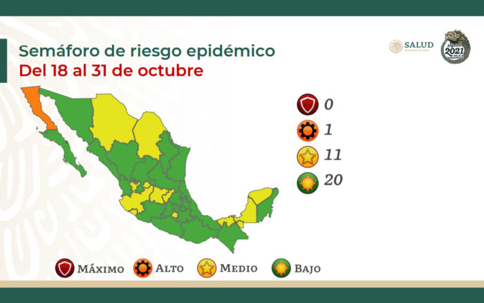 Semáforo Covid: 20 entidades alcanzan el verde; solo un estado en naranja 1 1634351533 Semaforo Covid 20 entidades alcanzan el verde solo un estado