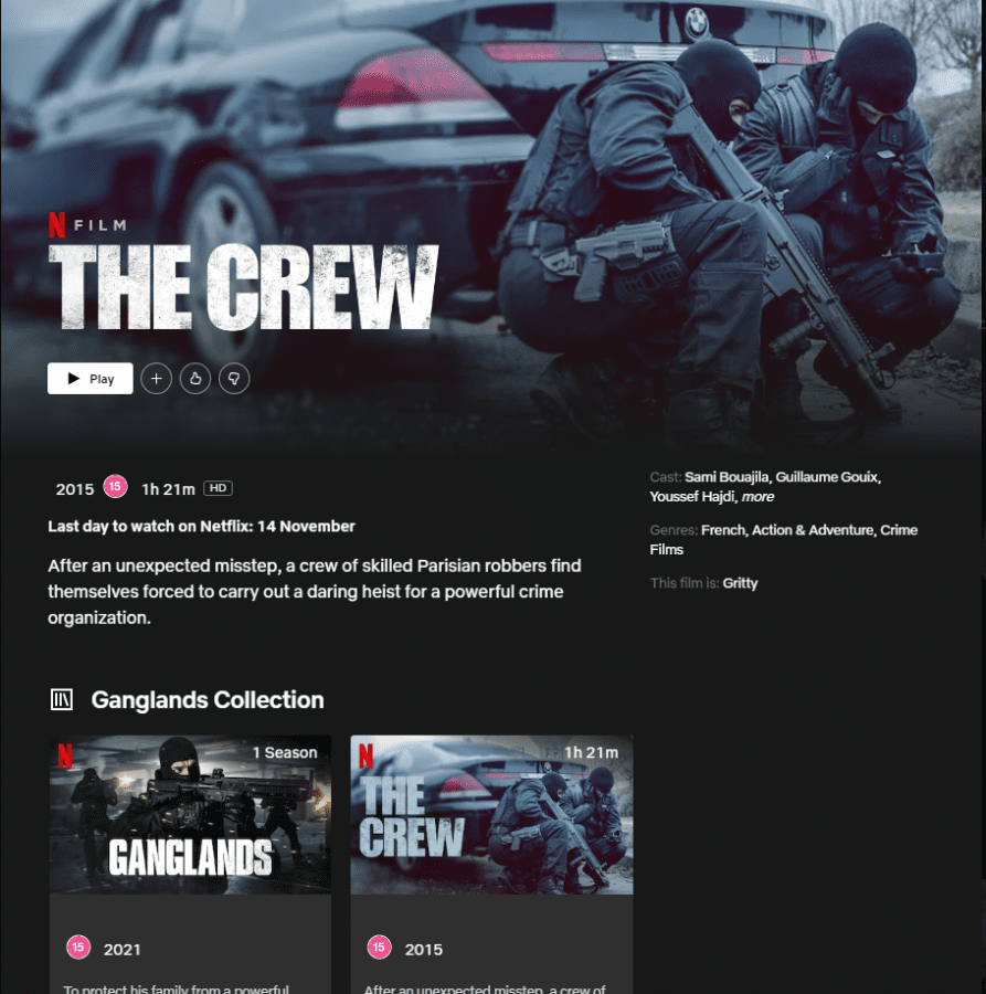 La película original de Netflix 'The Crew' dejará Netflix en noviembre de 2021 4 colección de ganglands