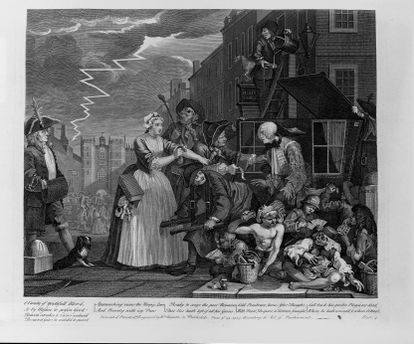 Los cómics se desatan con la sátira política 2 'Arrestado por deuda', de la serie 'El progreso del libertino', de William Hogarth.