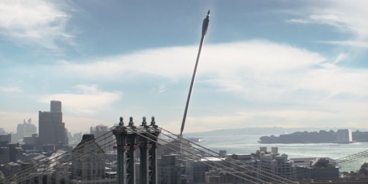 Ojo de halcón de Disney +: 10 fotos más hermosas del programa 5 La flecha gigante de Hawkeye crea un enorme agujero en.5