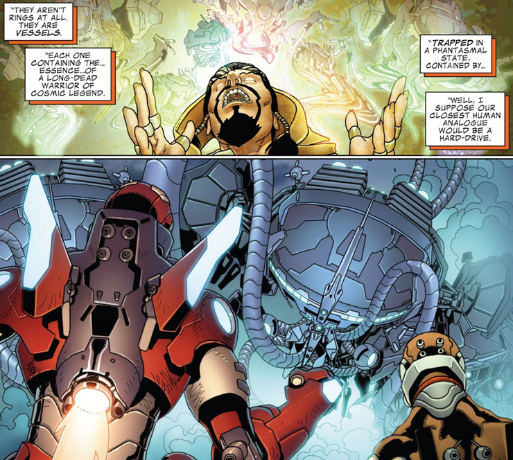 Iron Man usó los diez anillos de Shang-Chi para construir su armadura más letal 2 Iron Man uso los diez anillos de Shang Chi para construir.5
