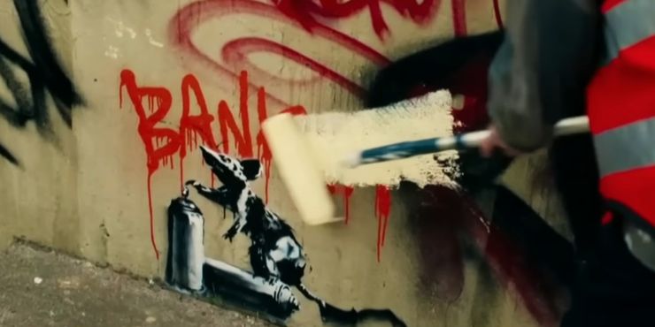 Christopher Walken destruye una obra de arte real de Banksy en la temporada 2 de Outlaws 2 Christopher Walken destruye una obra de arte real de Banksy.5