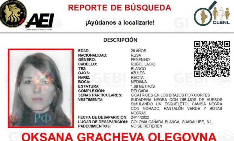 Buscan a joven rusa desaparecida en Nuevo León 1 Buscan a joven rusa desaparecida en Nuevo León